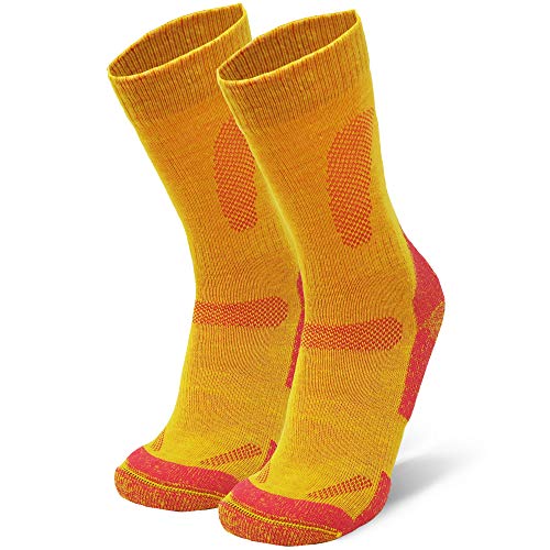 DANISH ENDURANCE Calcetines de Senderismo y Trekking de Lana Merina para Hombre, Mujer y Niños, Otoño e Invierno, Pack de 1 (Amarillo, EU 43-47)