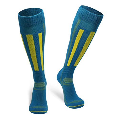 DANISH ENDURANCE Calcetines Térmicos de Esquí de Lana Merino 1 Par (Azul/Amarillo, EU 43-47)