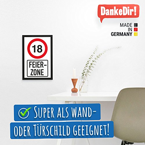 DankeDir!. 18 años Fiesta Zona, plástico Cartel – 18 Cumpleaños Regalo, Regalo Idea Regalo de cumpleaños Ocho décimo, cumpleaños Fiesta/Fiesta/Accesorios/Tarjeta de cumpleaños