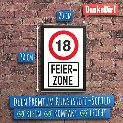 DankeDir!. 18 años Fiesta Zona, plástico Cartel – 18 Cumpleaños Regalo, Regalo Idea Regalo de cumpleaños Ocho décimo, cumpleaños Fiesta/Fiesta/Accesorios/Tarjeta de cumpleaños