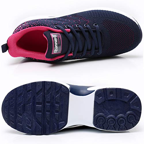 Dannto Zapatos Deporte Mujer Zapatillas Deportivas Correr Gimnasio Casual Zapatos para Caminar Mesh Running Transpirable Aumentar Más Altos Sneakers (Azul,41)