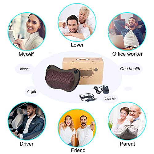 Darsen Almohada de Masaje Cojín Masajeador de cuello y espalda Cojín de Masaje Eléctrico Shiatsu con Calor masaje de tejido de amasamiento profundo,para cuello espalda hombro piernas,hogar y oficina