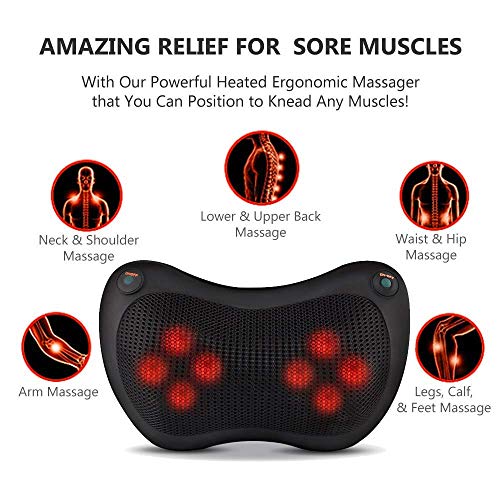 Darsen Cojín Masajeador Almohada de Masaje para Espalda y Cervical Shiatsu con Calor para Relajar el Cuello, Hombro, Brazo, Espalda, Cintura, Pierna - Casa Oficina y Coche Uso