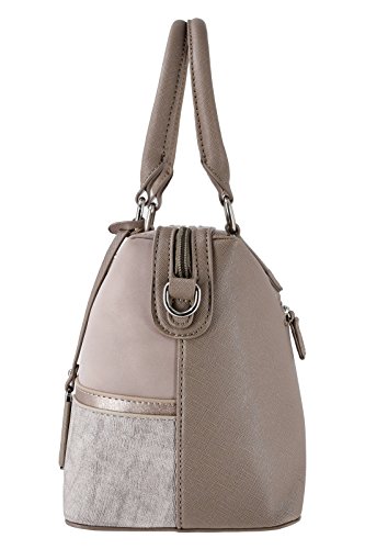 David Jones - Bolso de Mano Bowling Mujer - Bolso de Viaje Cuero PU Gamuza Lentejuelas Rayas - Bolsos de Hombro Bandolera - Tote Travel Duffle Bag Ciudad - Rosa Nude