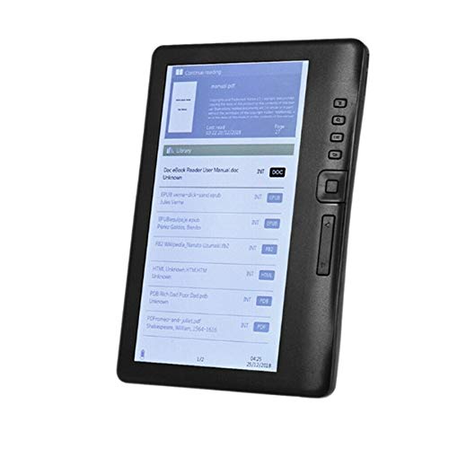 DaysAgo Lector de Libros ElectróNicos de 7 Pulgadas E-Ink Pantalla LCD en Color Inteligente con ResolucióN HD Video Digital E-Book Video Reproductor de MúSica MP3 Compatible con Tarjeta TF