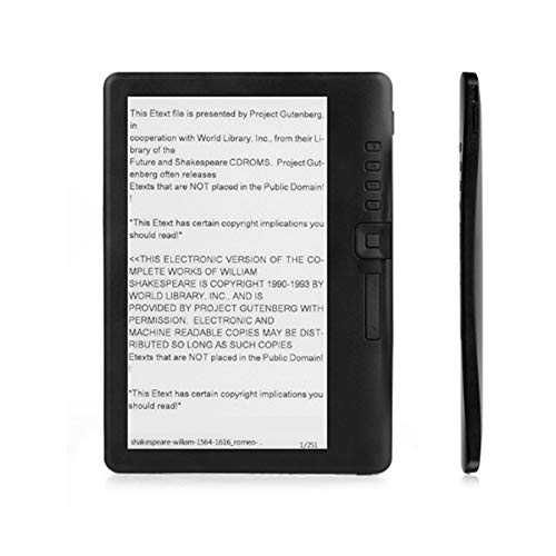 DaysAgo Lector de Libros ElectróNicos de 7 Pulgadas E-Ink Pantalla LCD en Color Inteligente con ResolucióN HD Video Digital E-Book Video Reproductor de MúSica MP3 Compatible con Tarjeta TF