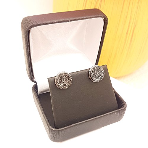 Dazzlingrock Collection - Pendientes de tuerca para hombre, diseño redondo de diamante negro de 0,40 quilates