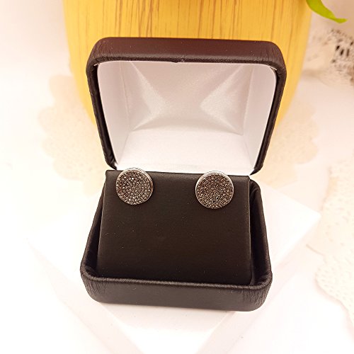 Dazzlingrock Collection - Pendientes de tuerca para hombre, diseño redondo de diamante negro de 0,40 quilates