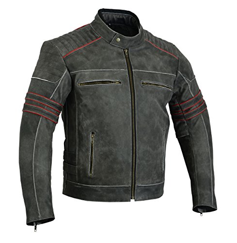 DC-4088 - Chaqueta de piel para motorista con protección para hombre