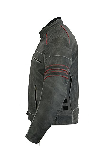 DC-4088 - Chaqueta de piel para motorista con protección para hombre