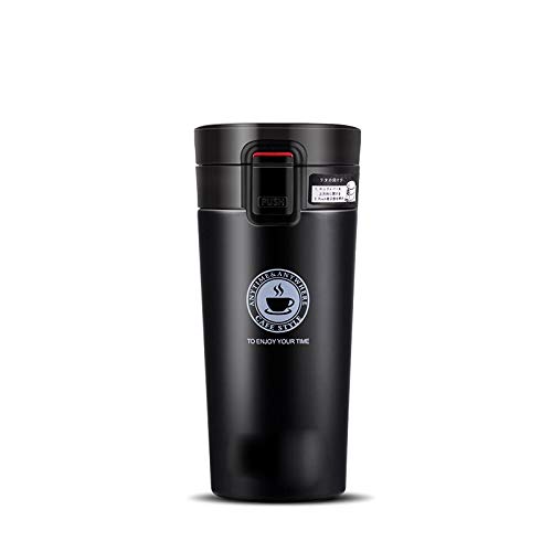 DCGSADFW DCGSADFW - Taza de café de acero inoxidable para conservar el calor (fácil de transportar) negro