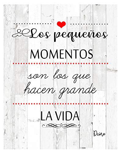 DCine Cuadro Frases/Frases positivas/Cuadro Madera/Regalo/Normas del hogar/Normas de la casa/Carteles Vintage/ 19 cm x 25 cm x 4 mm/ (PEQUEÑOS Momentos)