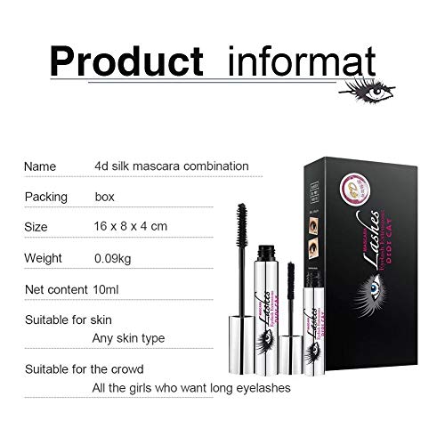 DDK 4D Silk Fiber Eyelash Mascara en Crema Para Pestañas Impermeable Negro Extensiones de Pestañas, Estilo Extralargo, Máscara Lavable con Agua caliente Por Nicebelle