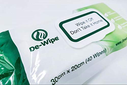 De Wipe - Toallitas de mano 100% biodegradables con formulación científica, sin látex, sin Mi, sin parabenos ni SLS (40-30x20 cm)