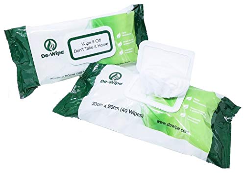 De Wipe - Toallitas de mano 100% biodegradables con formulación científica, sin látex, sin Mi, sin parabenos ni SLS (40-30x20 cm)