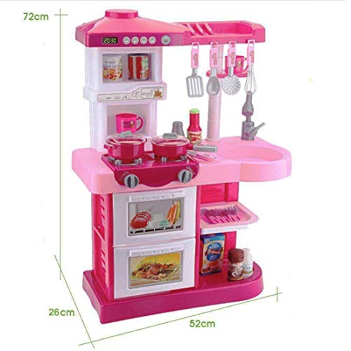 deAO Mi Little Chef - Cocinita de Juguete con 30 accesorios incluidos, Rosa