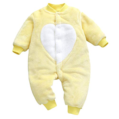 DEBAIJIA Bebé Mameluco 0-2T Recién Nacido Peleles Infantil Monos Niños Pijama Niña Camisones Niño Ropa de Dormir Unisexo Cálido (Amarillo-59)