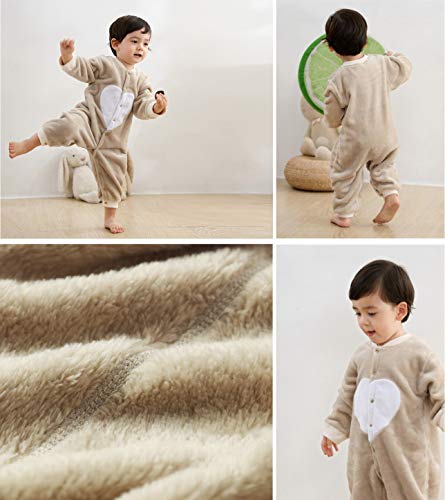 DEBAIJIA Bebé Mameluco 0-2T Recién Nacido Peleles Infantil Monos Niños Pijama Niña Ropa de Dormir Niño Camisones Franela Unisexo (Azul-66)