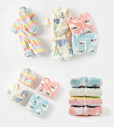 DEBAIJIA Bebé Mameluco 0-2T Recién Nacido Peleles Infantil Monos Niños Pijama Niña Ropa de Dormir Niño Camisones Franela Unisexo (Azul-66)