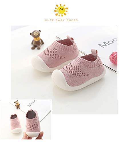 DEBAIJIA Bebé Primeros Pasos Zapatos 1-4 años Niños Niñas Infante Suave Suela Antideslizante Malla Transpirable Ligero 20 EU Rosa (Tamaño de la etiqueta-17)