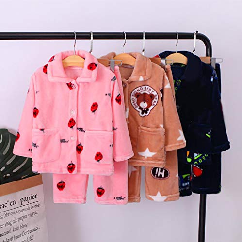 DEBAIJIA Bebé Ropa de Casa 0-12T Infantil Homewear Niños Pijama Niña Ropa de Dormir Niño Camisones Franela Calentar Invierno (Naranja-22)