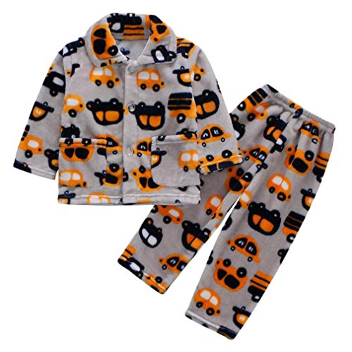DEBAIJIA Bebé Ropa de Casa 0-12T Infantil Homewear Niños Pijama Niña Ropa de Dormir Niño Camisones Franela Calentar Invierno (Naranja-22)