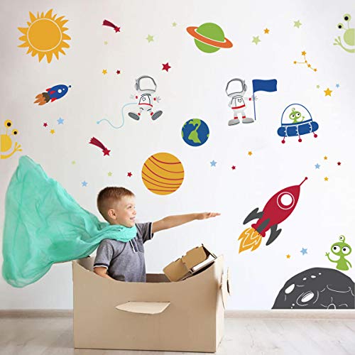 decalmile Espacio Exterior Estrellas Planetas Pegatinas de Pared Decoración Infantil de Pared Vinilos Decorativos Habitación Infantiles Guardería Niños Bebés Dormitorios