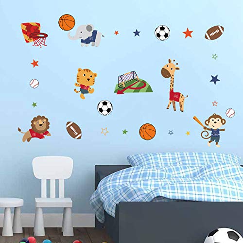decalmile Pegatinas de Pared Animales Deportes Vinilos Decorativos Mono Elefante Jirafa Adhesivos Pared Habitación Infantiles Niños Bebés Guardería