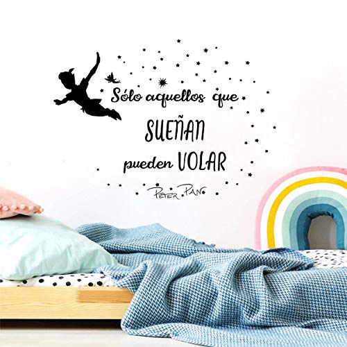 decalmile Pegatinas de Pared Letras y Frases Sólo Aquellos Que SUEÑAN Pueden Volar Vinilos Decorativos Peter Pan Estrellas Adhesivos Pared Habitación Infantiles Niños Bebés Guardería