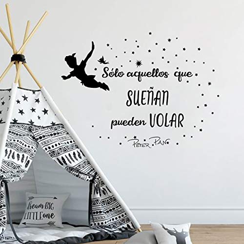 decalmile Pegatinas de Pared Letras y Frases Sólo Aquellos Que SUEÑAN Pueden Volar Vinilos Decorativos Peter Pan Estrellas Adhesivos Pared Habitación Infantiles Niños Bebés Guardería