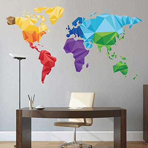 decalmile Pegatinas de Pared Tema de Origami Mapa del Mundo Vinilos Decorativos Niños Bebés Infantiles Dormitorio Salón Oficina Adhesivos Pared