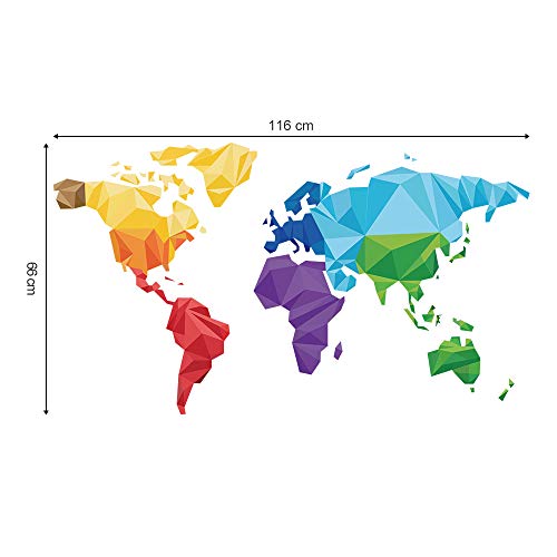 decalmile Pegatinas de Pared Tema de Origami Mapa del Mundo Vinilos Decorativos Niños Bebés Infantiles Dormitorio Salón Oficina Adhesivos Pared