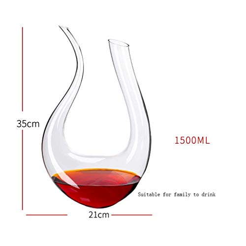 Decantador de Vino Clásico de 1.5 Litros, Vidrio, Aireador Para Vino, Jarra de Vino Tinto, Regalos Elegantes, Accesorios Para Vino, Regalo de Navidad Perfecto Para Bebedores/Amantes Del Vino (1500ML)