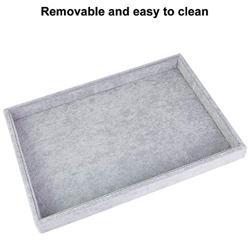 DECARETA Bandeja de Joyas,Joyero Organizador Joyerías,Bandeja de Terciopelo con 12 Cuadrícula,-Estuche de Almacenamiento para Joyas Anillos Pendientes Collares Aretes Bisutería 35x24x3CM