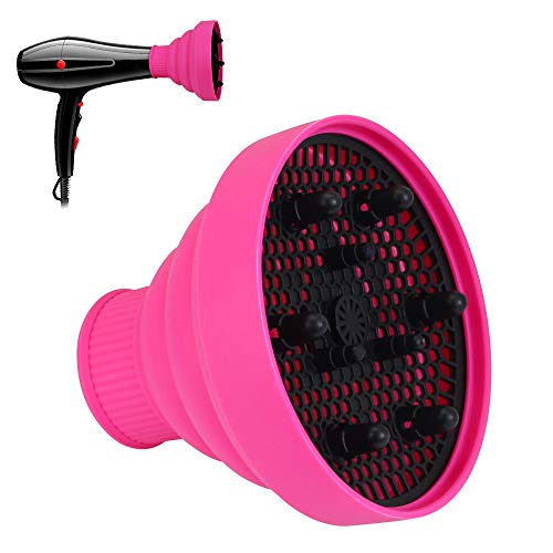 DECARETA Difusor para Secador Universal,Difusor de Pelo Plegable de Silicona Portátil, Difusor de Rizos y Secador de Pelo Mágico, Accesorio Universal para Secador de Pelo D 4-4.5cm, Rosa