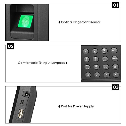 Decdeal - 2.4" TFT USB Máquina de Asistencia Biométrica de Huella Dactilar, Sistema Española, LCD Pantalla