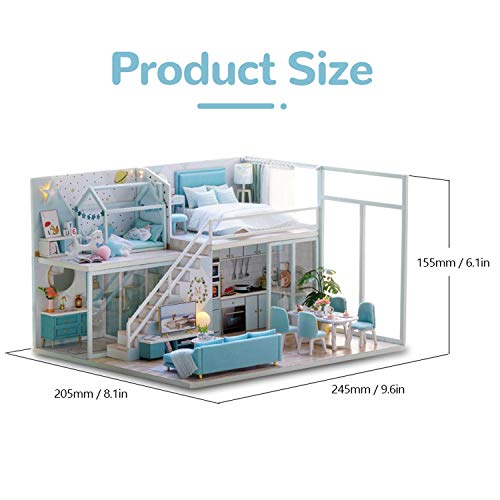 Decdeal Casa de Muñecas Bricolaje Kit de Montaje de Sala de Madera DIY Decoración del Hogar Modelo de Casa en Miniatura Simulación Autoinstalada Fiesta