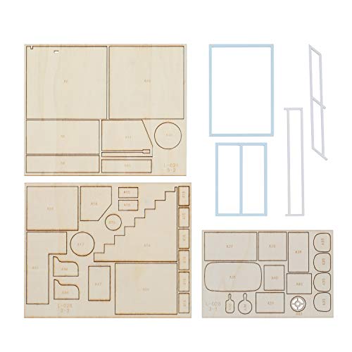 Decdeal Casa de Muñecas Bricolaje Kit de Montaje de Sala de Madera DIY Decoración del Hogar Modelo de Casa en Miniatura Simulación Autoinstalada Fiesta