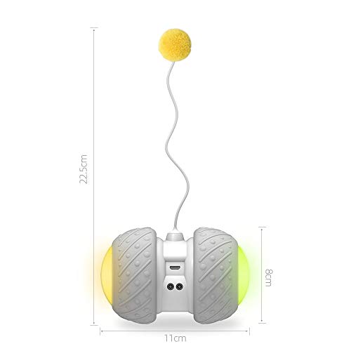 Decdeal Juguete Automático Gatos Bola de Gato Luminoso con Ruedas Interactivo Recargable Carga USB Pelota Interactiva para Gato con Pumas Luz Colorida para Gatitos