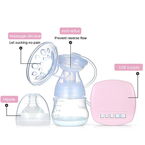 Decdeal Sacaleches Eléctrico de Recargable Masaje y Succion Bomba Extractor de Leche Portátil
