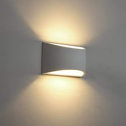 DECKEY Lámpara de Pared de Cerámica, Iluminación Decorativa en Yeso Luz de Pared LED Arriba Abajo, Efecto de Luz Interior para Dormitorio, Salón y habitación