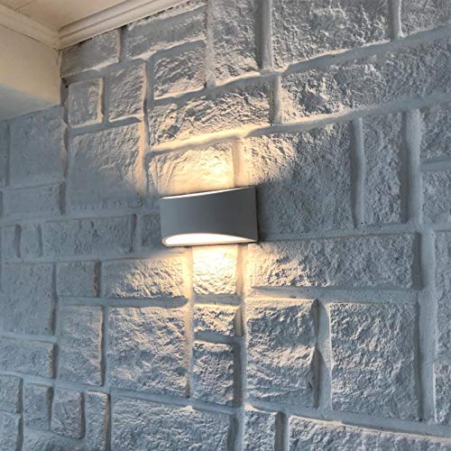DECKEY Lámpara de Pared de Cerámica, Iluminación Decorativa en Yeso Luz de Pared LED Arriba Abajo, Efecto de Luz Interior para Dormitorio, Salón y habitación