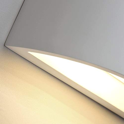 DECKEY Lámpara de Pared de Cerámica, Iluminación Decorativa en Yeso Luz de Pared LED Arriba Abajo, Efecto de Luz Interior para Dormitorio, Salón y habitación