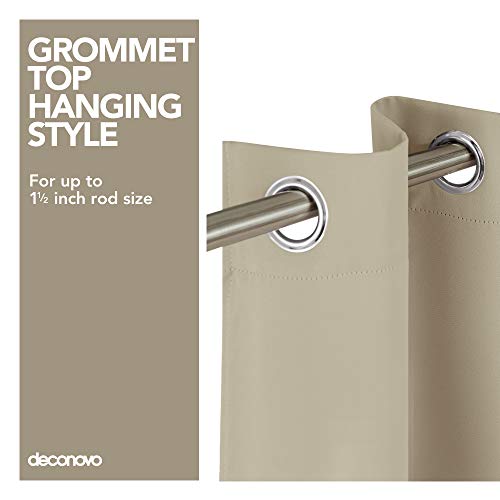 Deconovo Cortinas Opacas con Aislamiento Térmico para Oficina Hotel Ventanas con Ollados 2 Piezas 107 x 138 cm Beige Oscuro