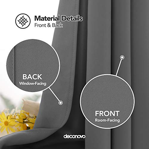 Deconovo Cortinas Salon Opacas Termicas para Dormitorio Moderno con Ojales 2 Piezas 140 x 245 cm Gris Claro
