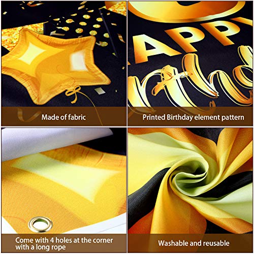 Decoración de Fiesta Negra Dorada de 18 Cumpleaños, Cartel de Oro Negro de Tela Grande para Cumpleaños Aniversario Fiesta de 18 Años, Banner Fondo de Fiesta 18 Cumpleaños 72,8 x 43,3 Pulgadas
