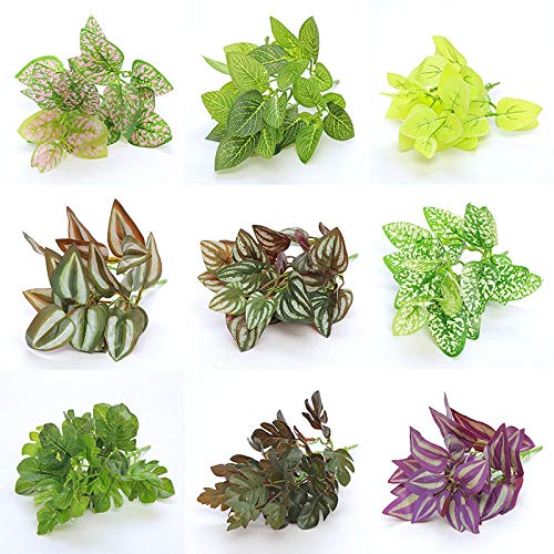 Decoración del hogar Planta de simulación Planta Verde arreglo Floral en Maceta Planta de Semillas Material de Pared eneldo Verde Hoja de ceja púrpura