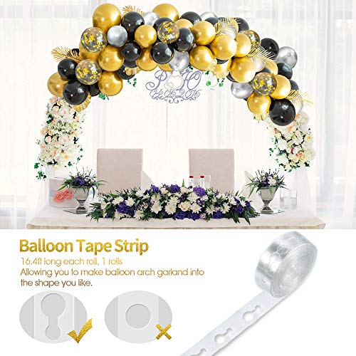 Decoraciones de Fiesta de Cumpleaños de Lujo Con Pancarta de Feliz Cumpleaños en Oro Metálico, Globos de Confeti de Oro Negro Plateado, Globos de Lámina de Látex de Corona