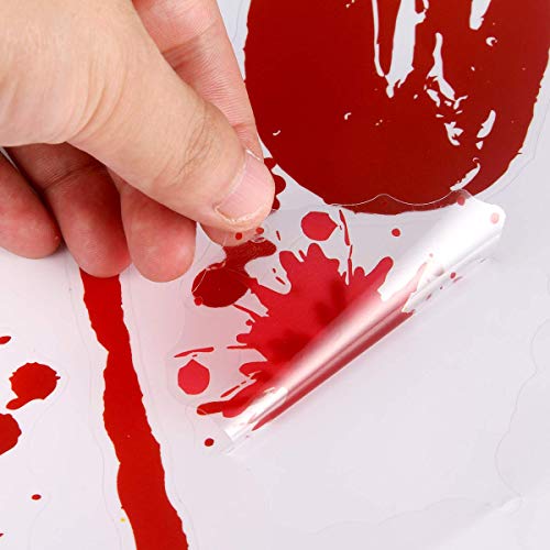 Decoraciones de Halloween de huella de mano sangrienta - 109 piezas de adornos de ventana de Halloween, sangrienta Adhesivos de piso con pegatinas de tatuajes, decoraciones de fiesta de Halloween
