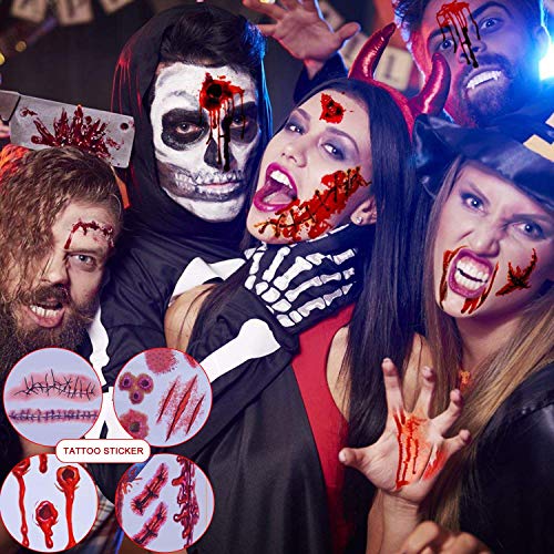 Decoraciones de Halloween de huella de mano sangrienta - 109 piezas de adornos de ventana de Halloween, sangrienta Adhesivos de piso con pegatinas de tatuajes, decoraciones de fiesta de Halloween
